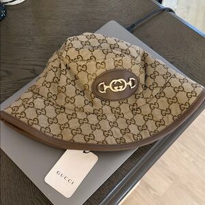 Gucci Tan Monogram Wide Brim Hat